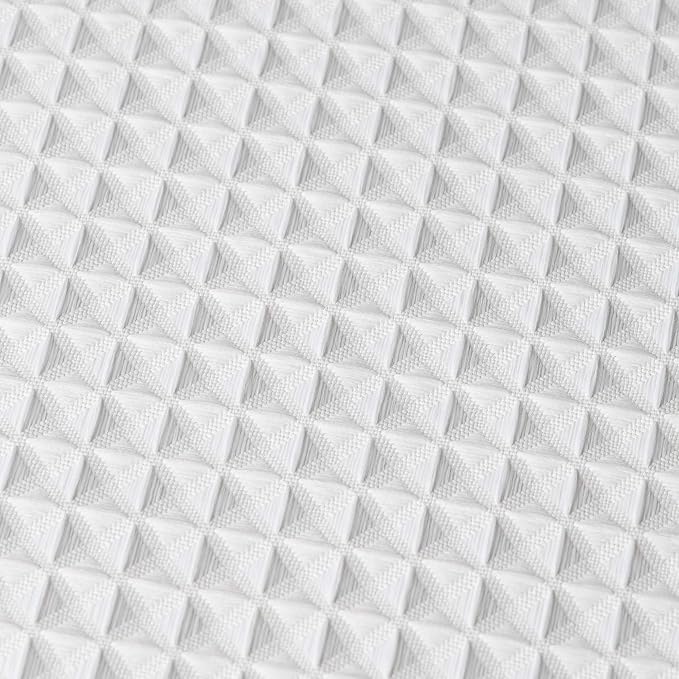 Creative Scents Fabric White Shower Curtain for Bathroom - 60" x 72" Spa, Hotel Luxury Matt Waffle Weave Square Design, Water Repellent, 230 GSM Weighty Cloth, for Decorative Bathroom Curtains