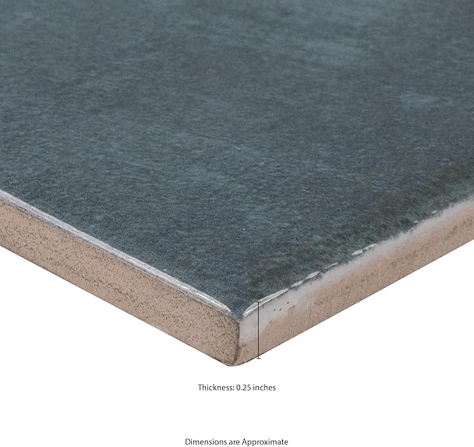 MSI Renzo Denim 5 Inch x 5 Inch Glossy Ceramic Square Wall Tile for Bathroom, Kitchen Backsplash, Accent Wall, and Shower