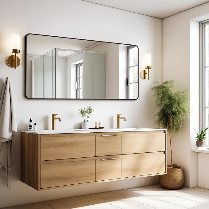 Vanity Bathroom Mirror, 30”x60” Black Bathroom Mirror for Over Sink | HD Tempered Glass, Anti-Rust Frame, Vertical or Horizontal, Wall Mirrors for Bathroom Sink, Living Room, Entryway, Bedroom