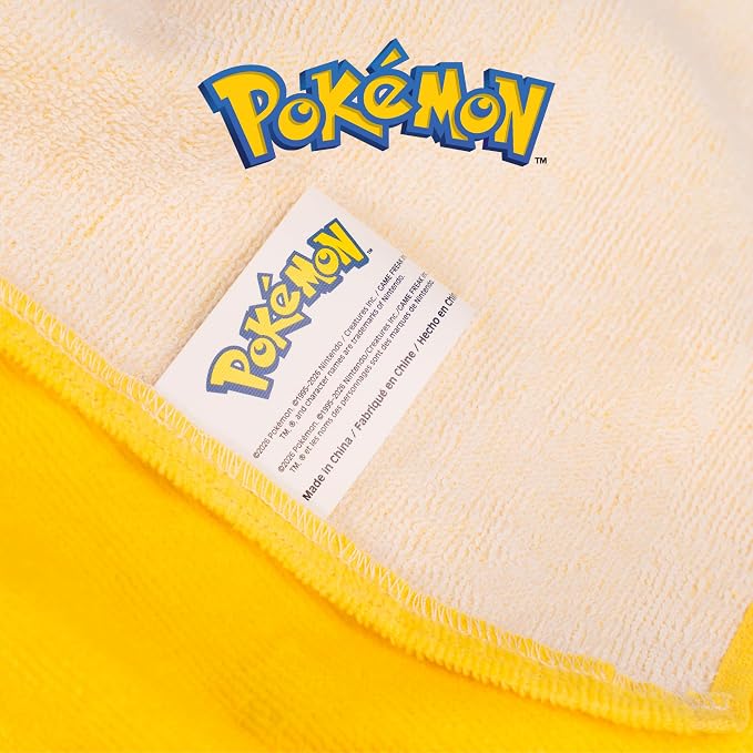 Pokemon Pikachu Kids Super Soft Bath/Pool/Beach Soft Cotton Terry Hooded Towel Wrap, 24 in x 50 in, (Officially Licensed Product) By Franco