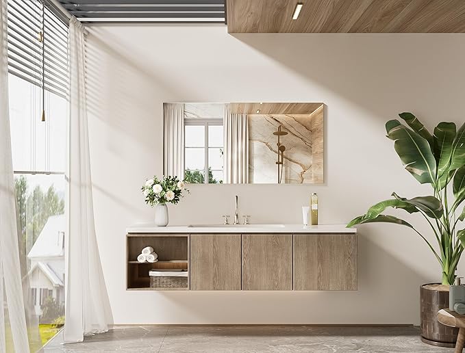 Frameless Mirror 48" x 24" Large Tempered Vanity Mirror for Wall, Bathroom, Bedroom, Entryway, Hallway, Gym, Vertically/Horizontally