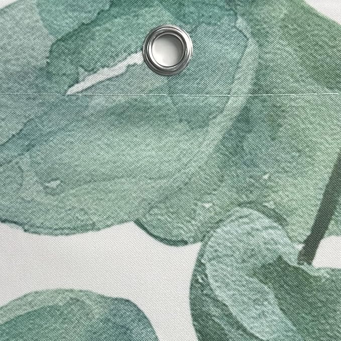 Green Eucalyptus Shower Curtain, Watercolor Floral Pattern with Plant Leaves, Waterproof Polyester Fabric ShowerCurtains Sets with Hooks for Bathroom 72x72 Inches