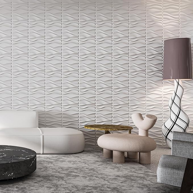 Art3d 100 Pack Decorative 3D Wall Panels, 97 Sq.Feet PVC Interior Wall Décor, 11.8"x11.8", White