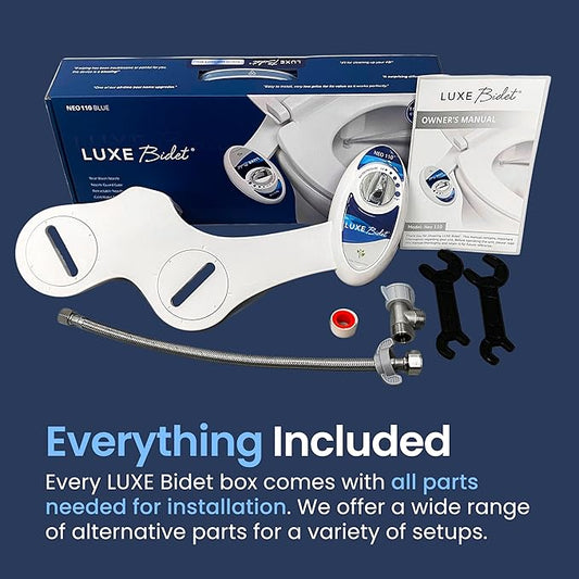 LUXE Bidet NEO 110 - Non-Electric Bidet Attachment for Toilet Seat, Blue | Single Nozzle, Adjustable Water Pressure, Rear Wash
