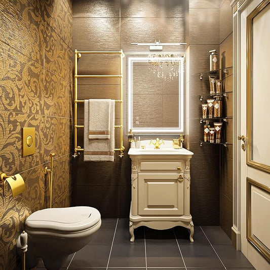 SaniteModar Bathroom Mirror with Lights 36x28 in, Led Mirror for Bathroom, Led Bathroom Mirror, 3 Color Dimmable, Anti Fog, Touch Button, CRI90+, Horizontal/Vertical