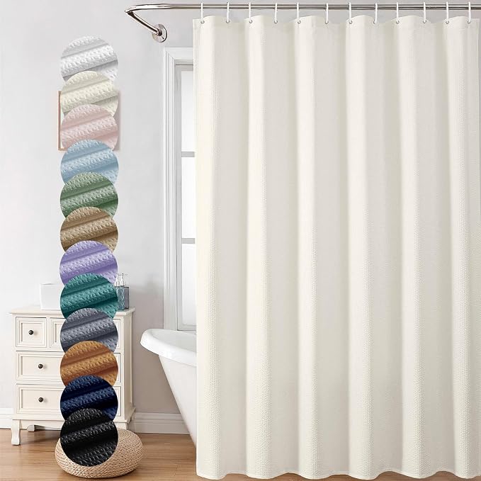 Berry Cream Extra Long Shower Curtain 72 x 84 Inch, 3D Embossed Textured Fabric Shower Curtain for Bathroom, Hotel Spa Bathroom Curtains, Water Repellent Machine Washable