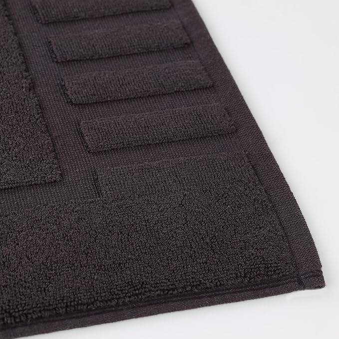 Superior 100% Cotton Bathmat Set, Bath Mats, Bathroom Decor, Shower, Bathtub Essentials, Home Accessories, Washable Rug, No Backing, Heavyweight, Leo Collection, Set of 2, 22" x 35", Black