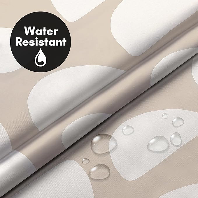 Americanflat 72x75 Hookless Shower Curtain - Water-Resistant Modern Shower Curtain with Sheer Panel, Snap-in Liner, and Durable Grommets - 100% Polyester - Warm Beige and Ivory
