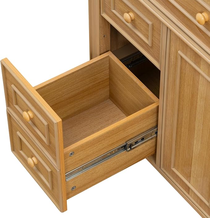 36" Modern Bathroom Vanity with Ceramic Sink, Tilt-Out Drawer & 2 Drawers, Solid Wood Frame Freestanding Storage Cabinet w/2 Soft-Close Doors & Adjustable Shelf, Rubberwood Handles, Wood