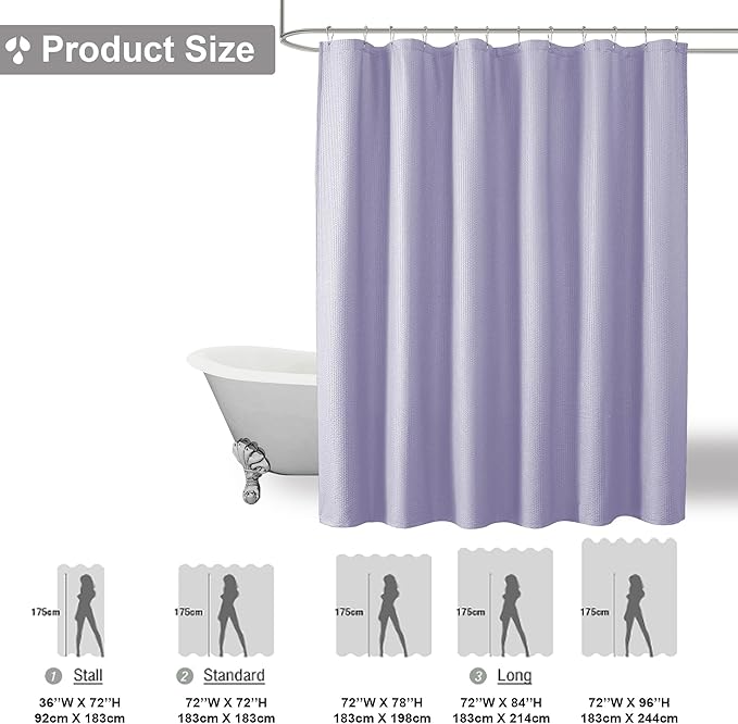 Berry Cute Shower Curtain, Embossed Textured Fabric Shower Curtain for Bathroom - Soft Cloth & Hotel Spa Luxury, Water Repellent, Machine Washable Shower Curtain, 72X72, Lavender