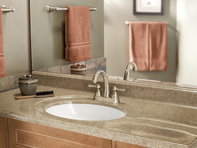 Moen 6121WR Kingsley Two-Handle High-Arc Bathroom Centerset Faucet with Drain Assembly, Wrought Iron