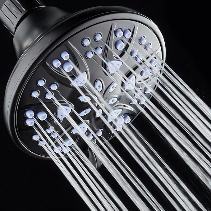 AquaDance Antimicrobial – Anti-Clog High-Pressure 6-Setting Shower Head with Microban Nozzle Protection from Growth of Mold, Mildew & Bacteria for Stronger Shower! 4" Sunset Blue