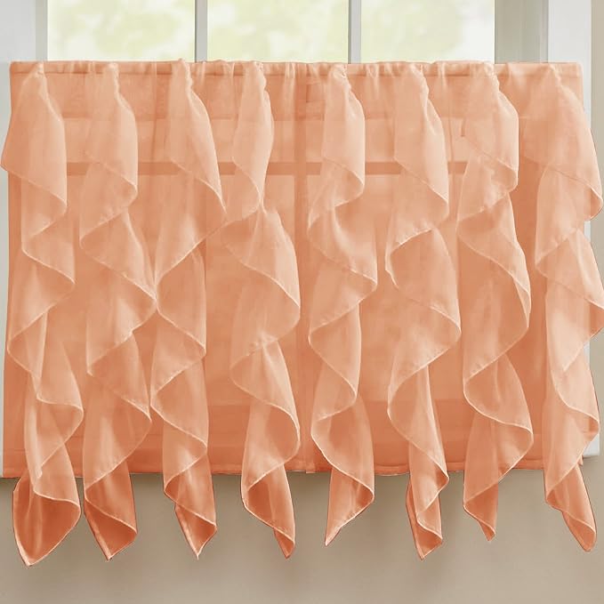 Sweet Home Collection Kitchen Curtains for Windows 40+ Styles & Colors Swag, Valance, Tier Sets & Panels Cafe Curtains for Farmhouse, Rustic, Modern Décor, Sheer Spice, 36" Tier