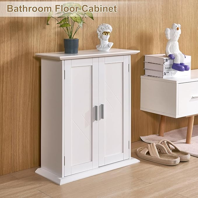 VECELO Medicine Cabinet Bathroom Wall Mount Storage with Adjustable Shelf and 2 Doors, White