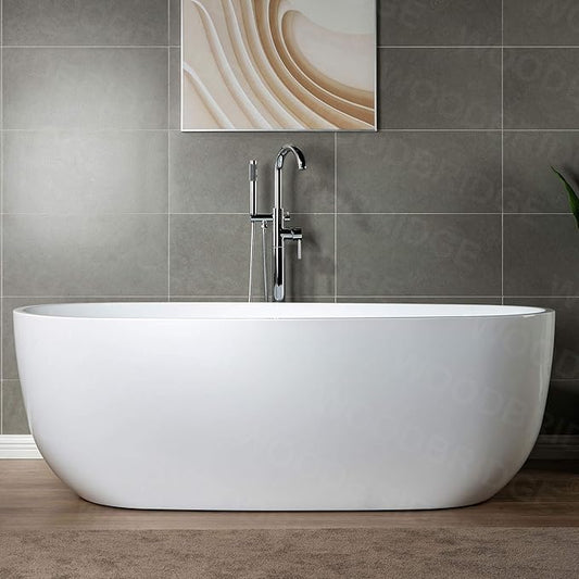WOODBRIDGE Contemporary Single Handle Floor Mount Freestanding Tub Filler Faucet with Hand shower in Chrome Finish,F0002CHRD