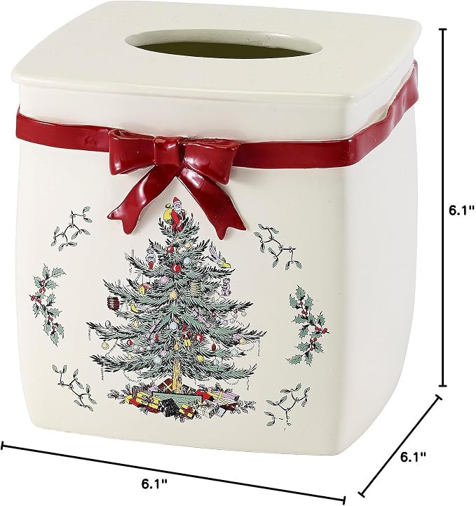 Spode - Tissue Box Cover, Countertop Accessories, Holiday Home Decor (Spode Christmas Tree Collection)