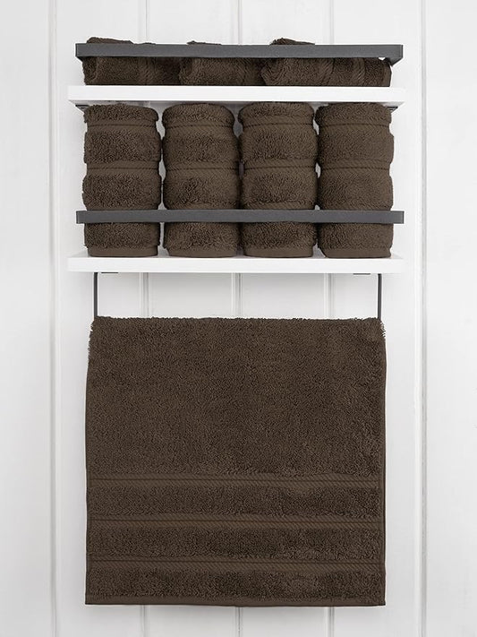 American Soft Linen Luxury Hand Towels for Bathroom, 600 GSM Heawy Weight 16x28 Size 100% Cotton Turkish 4 Piece Hand Face Towel Set, Brown Hand Towels