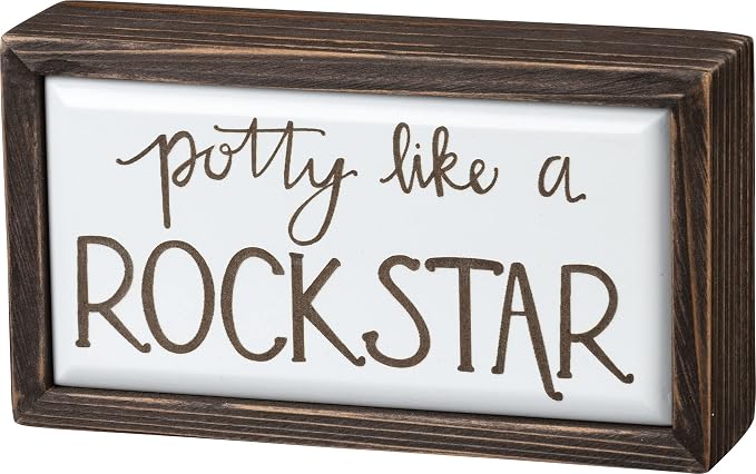 Primitives by Kathy Box Sign Potty Like A Rock Star Home Decor