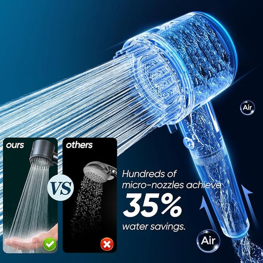 Filtered Shower Head with Handheld, 4+1 Spray Mode Showerhead with Filters | Cobbe Filtered Shower Head with Handheld Built-in Power Wash - Remove Chlorine - Reduces Dry Itchy Skin, Luxury Gray