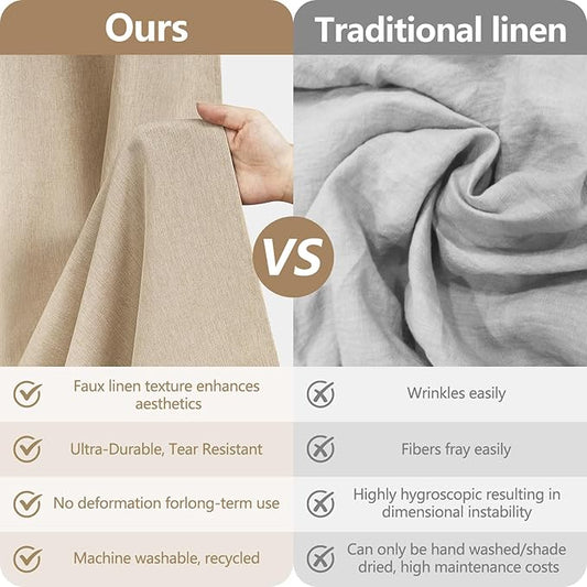 60 x 66 inch Taupe Short Fabric Shower Curtain Water-Resistant, Faux Linen Textured Farmhouse Shower Curtain Heavyweight, 60''W Washable Small Bathroom Curtain Tan for Rv Trailer