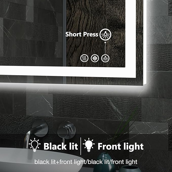 DUMOS 32.1"x40.1" LED Bathroom Mirror, Smart Anti-Fog Bathroom Vanity Mirror with 3 Color Temperatures, Dimmable, Memory Function