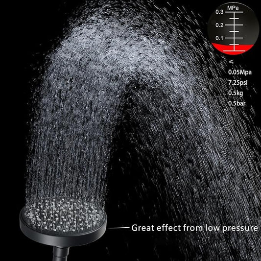 High Pressure Shower Head - 4.7“ Powerful Bathroom Pressure Boosting Rain Showerhead - Perfect Universal Replacement for Rainfall Shower Heads (Black)