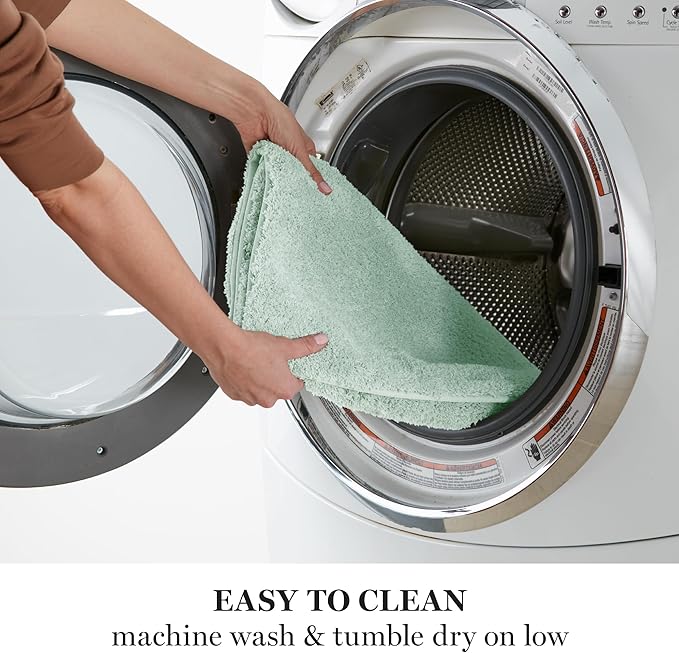 MARTHA STEWART Drylon Microfiber Bath Rug - 1 Piece, Ultra Soft Plush, Non-Slip, Thick, Washable Bathroom Rugs, Home Decor Accessories, Household Essentials, Small Bath Mat, 17" x 24", Aqua