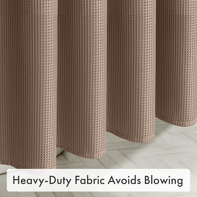 AmazerBath Waffle Shower Curtain Small, Stall Shower Curtain Tan, Taupe Shower Curtain Fabric, Hotel Quality Bathroom Shower Curtains, Heavy Duty, 36 x 72 Inches