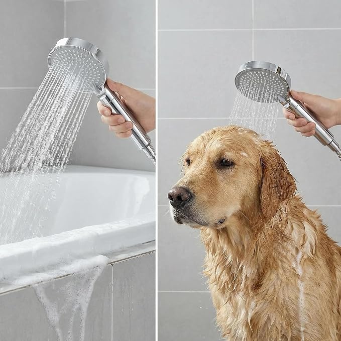 Filtered Shower Head with Handheld High Pressure 3 Spray Mode Showerhead | Detachable Shower Head Water Softener Filters Beads for Hard Water Remove Chlorine (Chrome)