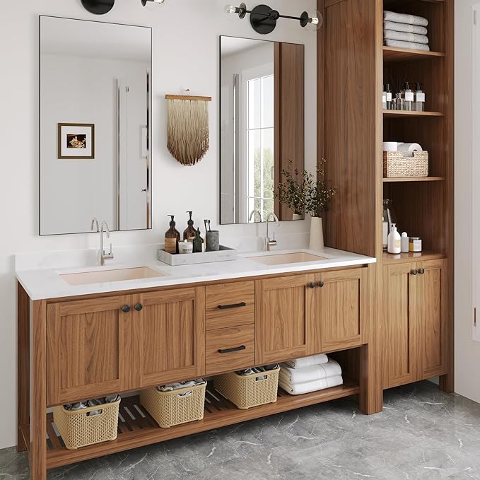 DeerValley Rectangular Undermount Bathroom Sink,19.72"x15.59"x6.54" Modern Vessel Sink Bone Color Undermount Bathroom Sink Rectrangle Porcelain Ceramic Lavatory Vanity Vessel Sink with Overflow
