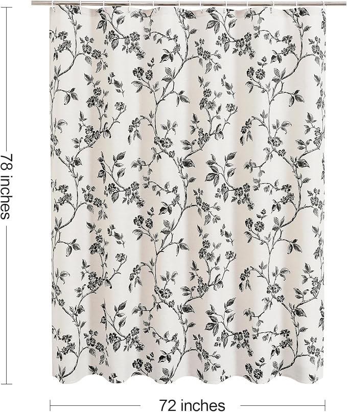 MitoVilla Long Cotton Floral Shower Curtain for Bathroom,72 x 78 | Long Cottagecore Spring Shower Curtains for Bathroom, Modern Farmhouse Country Plant Leaves Bathroom Décor, 72 x 78