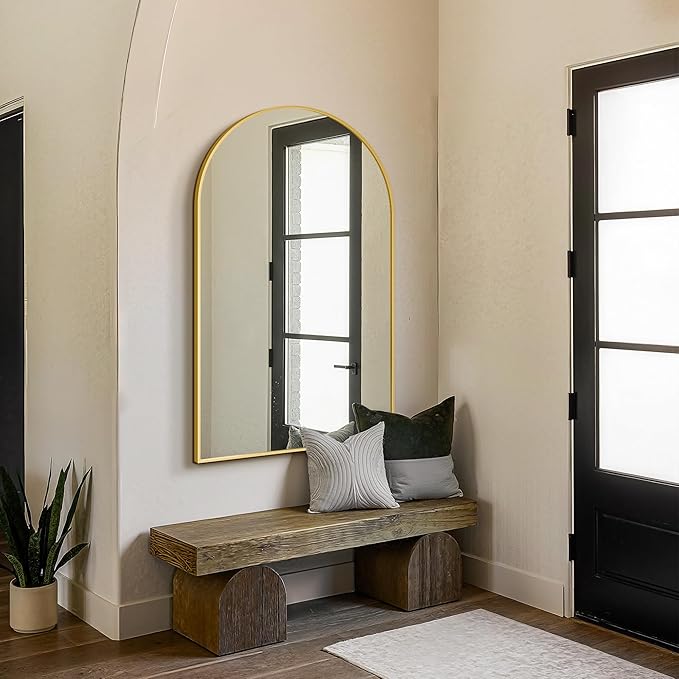 FICTOR 30" x 50" Arched Bathroom Vanity Mirror for Over Sink, Gold | Anti-Rust Metal Framed, HD Tempered Shatter-Proof Glass, Modern Wall Mirror for Entryway, Living Room, Bedroom