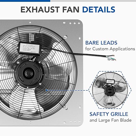 iPower 16 Inch Shutter Exhaust Fan Aluminum,High Speed 1550RPM, 1200 CFM, 2-Pack, Silver