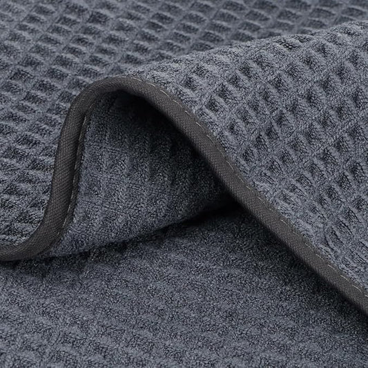 HOMEXCEL Waffle Bath Towels Set 4 Pack, Premium Microfiber Bathroom Towels, Ultra Soft, Lightweight, Highly Absorbent and Quick Dry Towel for Bathroom, Gym, Shower, Hotel, and Spa, 30 x 60 Inch, Grey