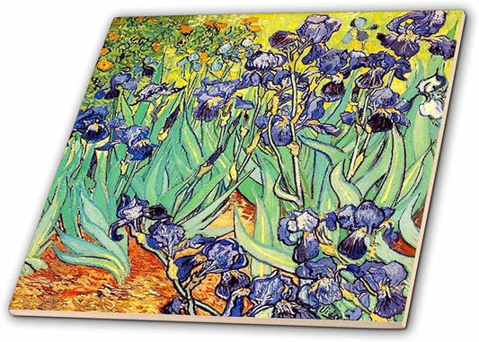 3D Rose ct_155630_4 "Irises by Vincent Van Gogh 1889 Purple Flowers Iris Garden Copy of Famous Painting by The Master Ceramic Tile, 12"