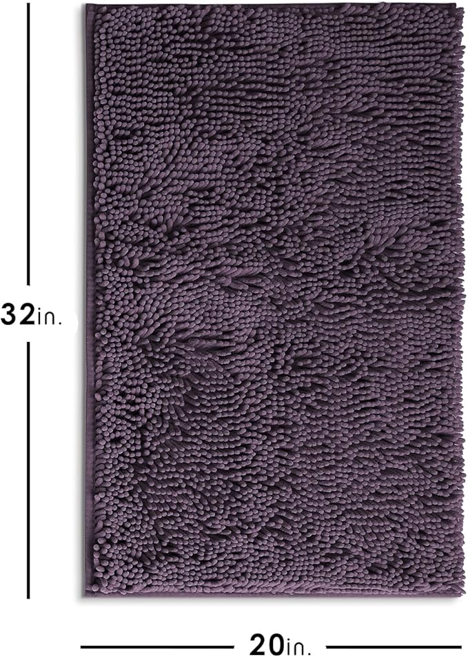 Hearth & Harbor Bathroom Rugs, Chenille Bath Mat - Machine Washable Bath Mats for Bathroom Non-Slip Backing Rubber, Quick Dry Bathroom Mat
