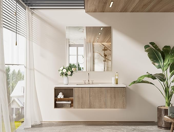 Frameless Mirror 36" x 36" Square Tempered Vanity Mirror for Bathroom Sink, Suitable for Bedroom, Entryway, Hallway, Home Gym, Horizontal or Vertical