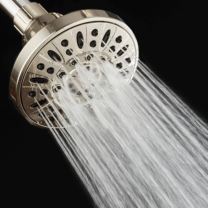 AquaDance Brushed Nickel High Pressure 6-Setting 4" Shower Head – Angle Adjustable, Anti-Clog Showerhead Jets, Tool-Free Installation-USA Standard Certified-Top U.S. Brand – 1.8 GPM