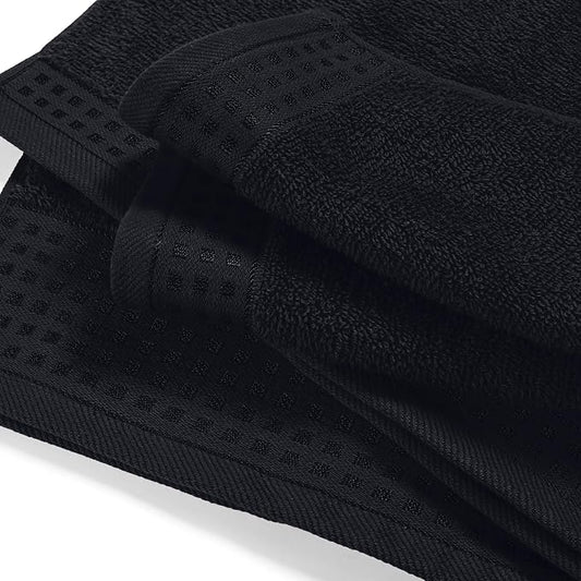 GLAMBURG 100% Cotton Oversized 2 Pack Bath Sheets 35x70, Ultra Soft Highly Absorbant Compact Quickdry & Lightweight Large Bath Sheet Set, Ideal for Gym Travel Camp Pool - Black