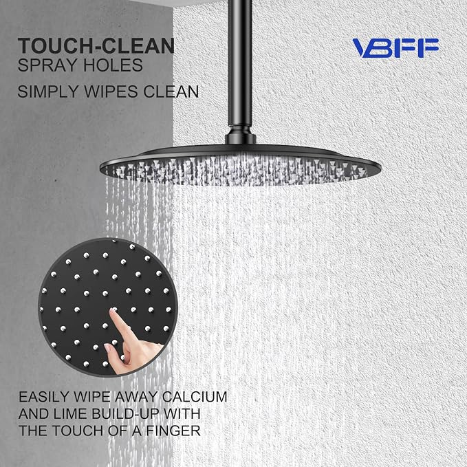 VBFF-Shower Head,rain shower head, 8 inch- Round Shower Head, 1.8 GPM Flow Rate, rainfall showerhead,VBFF11 (Matte Black)