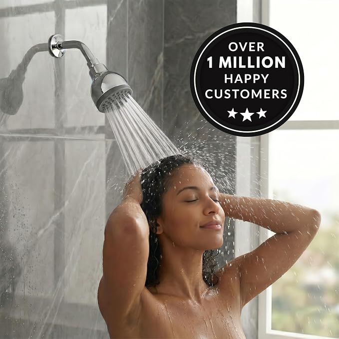 High Pressure Shower Head - 2.5 GPM - Polished Chrome | Best 3 Inch Wall Mount Bathroom Showerhead For Boosting Low Flow With Anti-Clog Nozzles, Adjustable Brass Ball Joint
