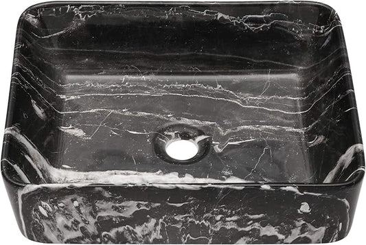 Bathroom Vessel Sink - Beslend 19''x15'' Rectangle Above Counter Marble Porcelain Ceramic Vessel Sink Art Basin