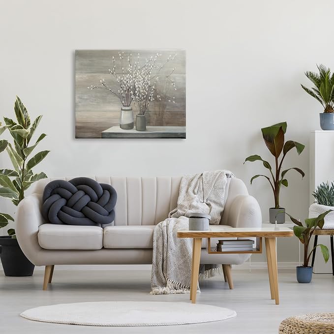 Stupell Industries Pussy Willow Still Life XXL Stretched Canvas Wall Art, Proudly Made in USA, 30x40, Design By Artist Wild Apple