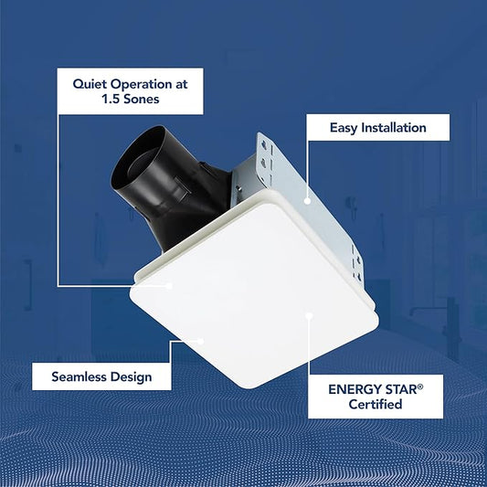 Broan-NuTone Bathroom Exhaust Fan Easy Retrofit without Attic Access, Quiet 1.5 Sones, Effective Ventilation at 80 CFM ENERGY STAR Certified Moisture and Odor Control