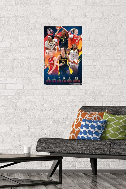 Trends International WNBA Indiana Fever -Team 24 Wall Poster, 22.4L x 14.7W, Premium Poster & Mount Bundle