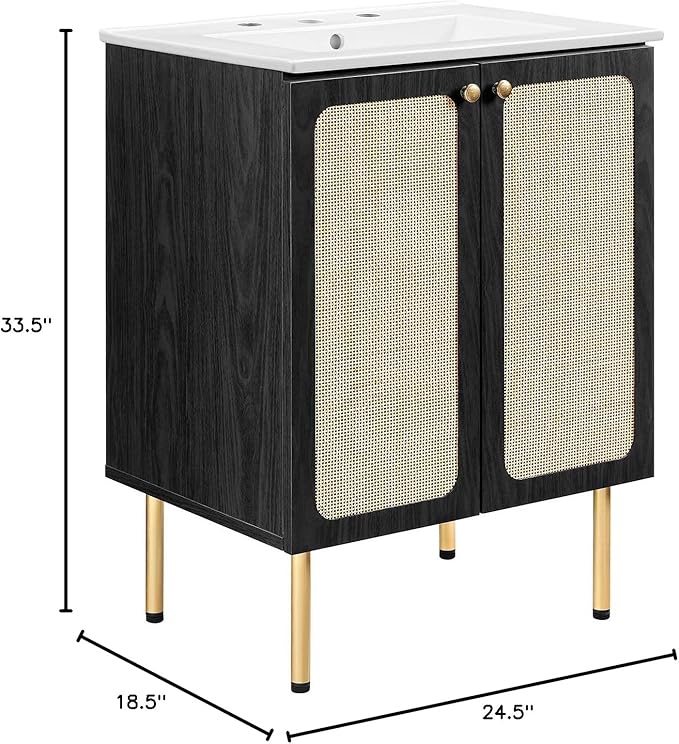 Modway EEI-6693-BLK-WHI Chaucer 24" Bathroom Vanity, Black White