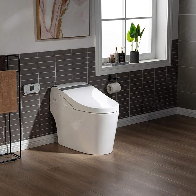 WOODBRIDGE B0960S Auto Flush, Auto Open & Auto Close, 1.28 GPF Single Flush Toilet with Intelligent Smart Seat and Wireless Remote Control, Chair Height