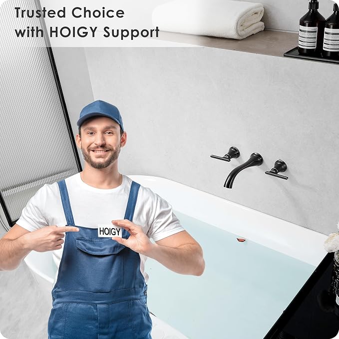 Oil Rubbed Bronze Wall Mount Tub Filler, High Flow Bath Tub Faucet 2 Handles, Brass Bathtub Faucets with 8 Inch Long Spout Reach, Rough-in Valve