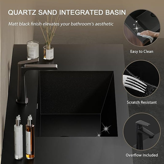 72'' Floating Bathroom Vanity with Double Quartz Sand Basins, Modern Wall-Mounted Striped Storage Cabinet & Soft-Close Drawer, Smoked Walnut