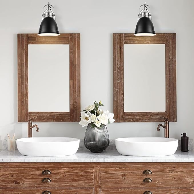 JONATHAN Y 7" Black/Nickel 1-Light LED Vanity Light, Adjustable Wall Sconce for Bathroom Mirror, Farmhouse Bohemian Kitchen Light, Iron Black Bell Shade JYL1114A
